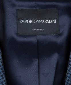 Emporio Armani Blue Houndstooth Blazer M For Women -Emporio Armani sale luxury women emporio armani new clothes p61091 009