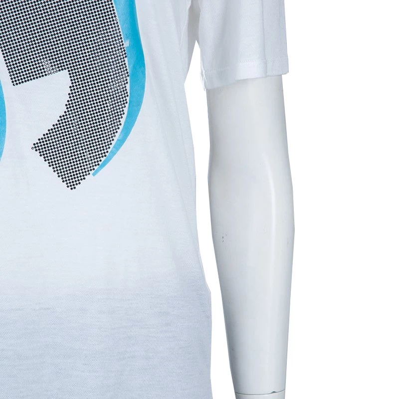 Emporio Armani White Studded Logo T-Shirt L For Women 9 Emporio Armani White Studded Logo T-Shirt L For Women - Image 7