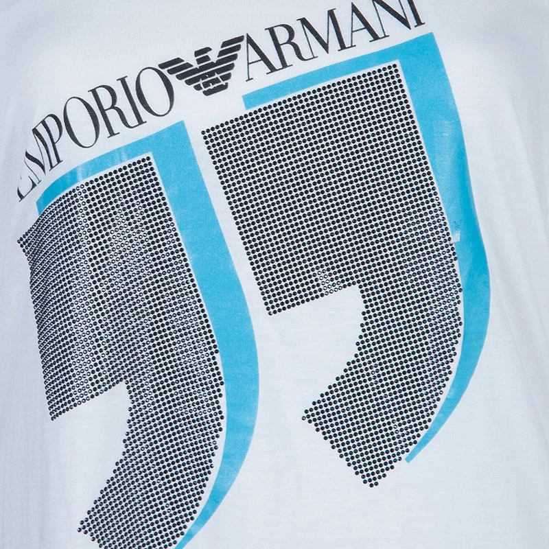 Emporio Armani White Studded Logo T-Shirt L For Women 10 Emporio Armani White Studded Logo T-Shirt L For Women - Image 8