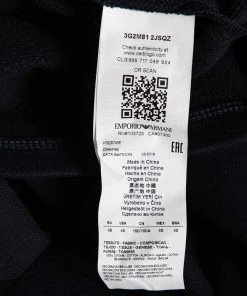 Emporio Armani Navy Blue Cotton Wave Embellished Sweatshirt L For Women -Emporio Armani sale luxury women emporio armani new clothes p614193 002