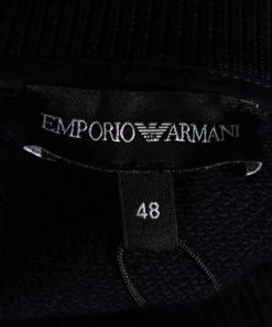 Emporio Armani Navy Blue Cotton Wave Embellished Sweatshirt L For Women -Emporio Armani sale luxury women emporio armani new clothes p614193 004