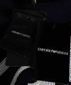 Emporio Armani Navy Blue Cotton Wave Embellished Sweatshirt L For Women -Emporio Armani sale luxury women emporio armani new clothes p614193 005