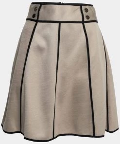 Emporio Armani Light Olive Knit Scuba Flared Skirt S For Women