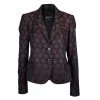 Emporio Armani Burgundy Textured Jacquard Blazer L For Women