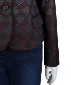 Emporio Armani Burgundy Textured Jacquard Blazer L For Women -Emporio Armani sale luxury women emporio armani new clothes p66650 0005