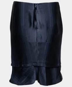 Emporio Armani Navy Blue Satin Short Skirt S For Women -Emporio Armani sale luxury women emporio armani new clothes p669415 007