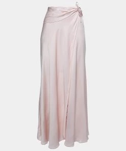 Emporio Armani Blush Pink Satin Wrap Skirt M For Women