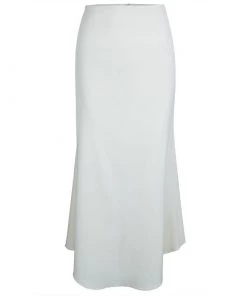 Emporio Armani Cream Wool Flared Maxi Skirt L For Women