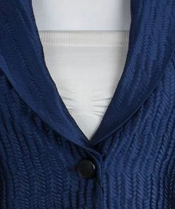 Emporio Armani Navy Blue Intracciato Effect Blazer S For Women -Emporio Armani sale luxury women emporio armani new clothes p76300 004