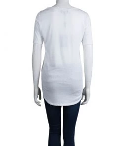 Emporio Armani White Studded Logo T-Shirt M For Women -Emporio Armani sale luxury women emporio armani new clothes p78609 003