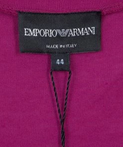 Emporio Armani Pink Studded Logo T-Shirt M For Women -Emporio Armani sale luxury women emporio armani new clothes p79600 008