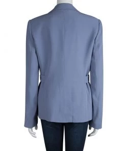 Emporio Armani Blue Loop Detail Cady Blazer L For Women -Emporio Armani sale luxury women emporio armani new clothes p82718 003