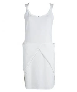 Emporio Armani White Draped Pocket Detail Sleeveless Dress M For Women