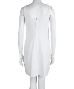 Emporio Armani White Draped Pocket Detail Sleeveless Dress M For Women -Emporio Armani sale luxury women emporio armani new clothes p83969 003