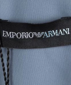 Emporio Armani Grey V-neck Button Detail Fitted Dress S For Women -Emporio Armani sale luxury women emporio armani new clothes p84472 005