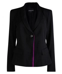 Emporio Armani Black Faux Double Layer Blazer M For Women