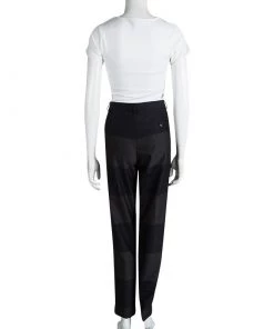 Emporio Armani Navy Blue Colorblock Striped Trousers M For Women -Emporio Armani sale luxury women emporio armani new clothes p87564 003