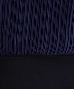 Emporio Armani Navy Blue Plisse One Shoulder Dress S For Women -Emporio Armani sale luxury women emporio armani new clothes p87585 004
