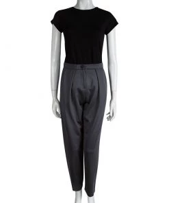 Emporio Armani Grey High Waist Regular Fit Trousers S For Women -Emporio Armani sale luxury women emporio armani new clothes p88993 002