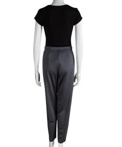 Emporio Armani Grey High Waist Regular Fit Trousers S For Women -Emporio Armani sale luxury women emporio armani new clothes p88993 003