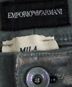 Emporio Armani Metallic Grey Denim Mila Jeggings S For Women -Emporio Armani sale luxury women emporio armani new clothes p89153 004