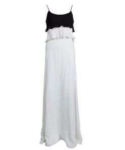 Emporio Armani Elite Monochrome Overlay Flared Gown S For Women
