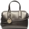 Emporio Armani Metallic Dark Grey Leather Bowling Satchel Bag For Women -Emporio Armani sale luxury women emporio armani new handbags p162353 002