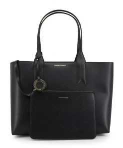 Emporio Armani Black Faux Leather Shopping Tote For Women -Emporio Armani sale luxury women emporio armani new handbags p181510 004