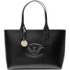 Emporio Armani Black Leather Shopper Tote For Women