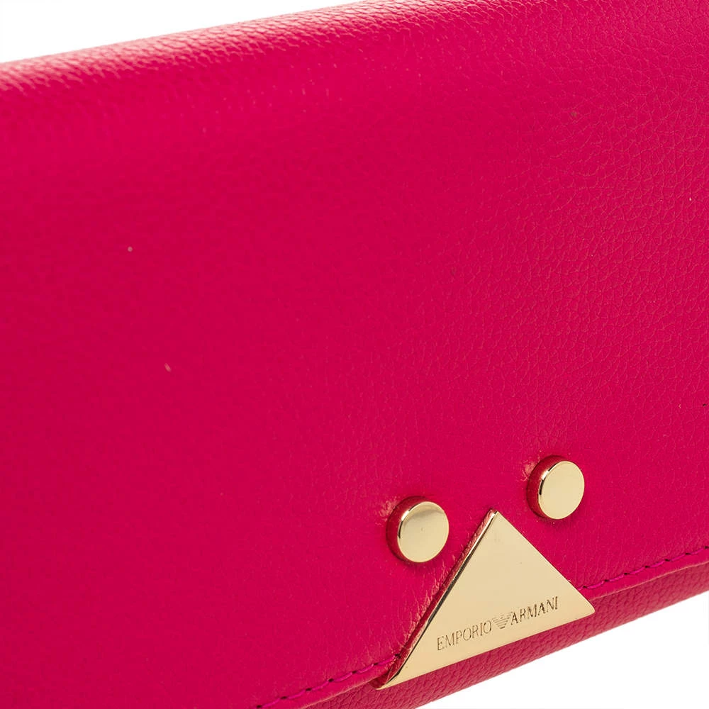 Emporio Armani Pink Leather Flap Continental Wallet For Women 7 Emporio Armani Pink Leather Flap Continental Wallet For Women - Image 5
