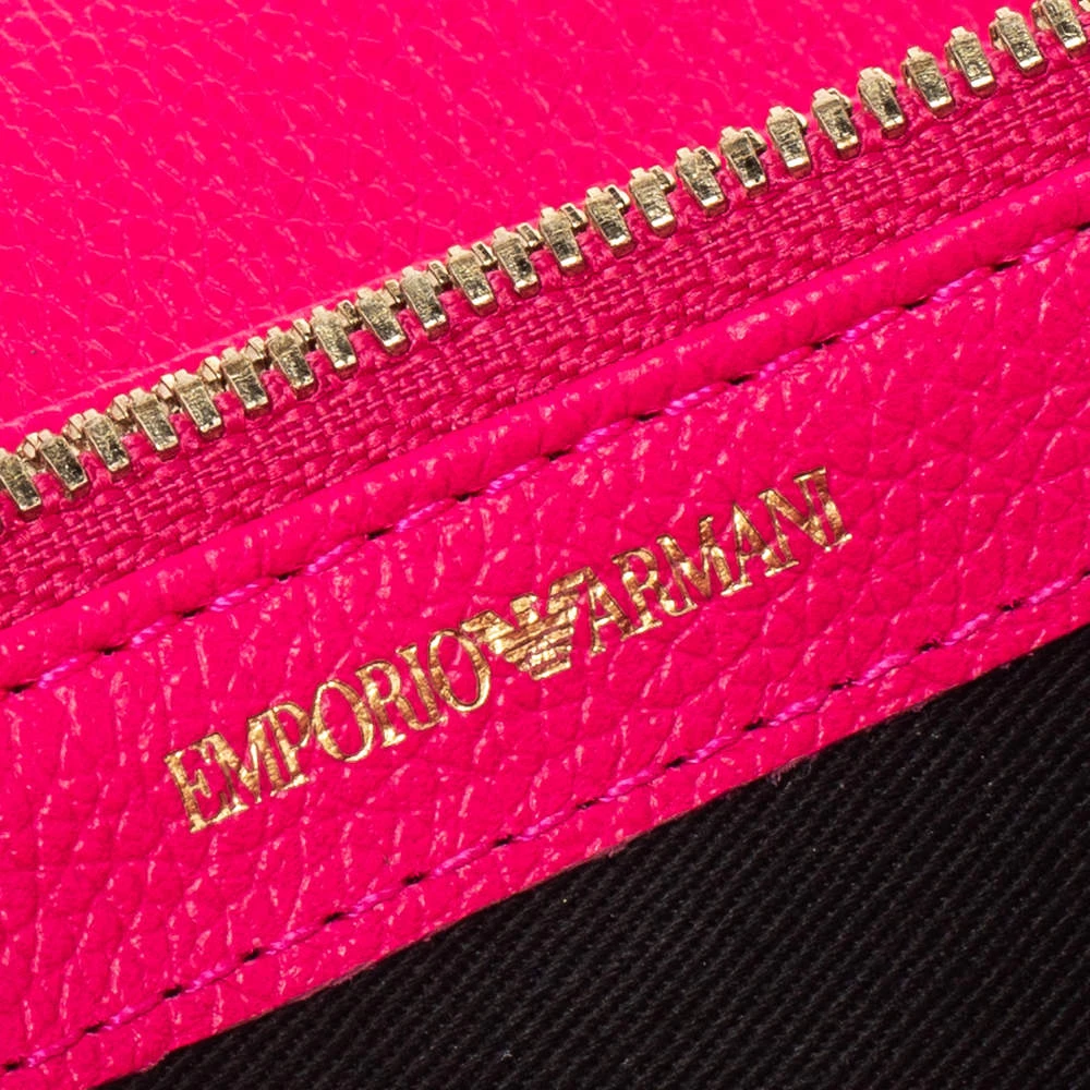 Emporio Armani Pink Leather Flap Continental Wallet For Women 10 Emporio Armani Pink Leather Flap Continental Wallet For Women - Image 8