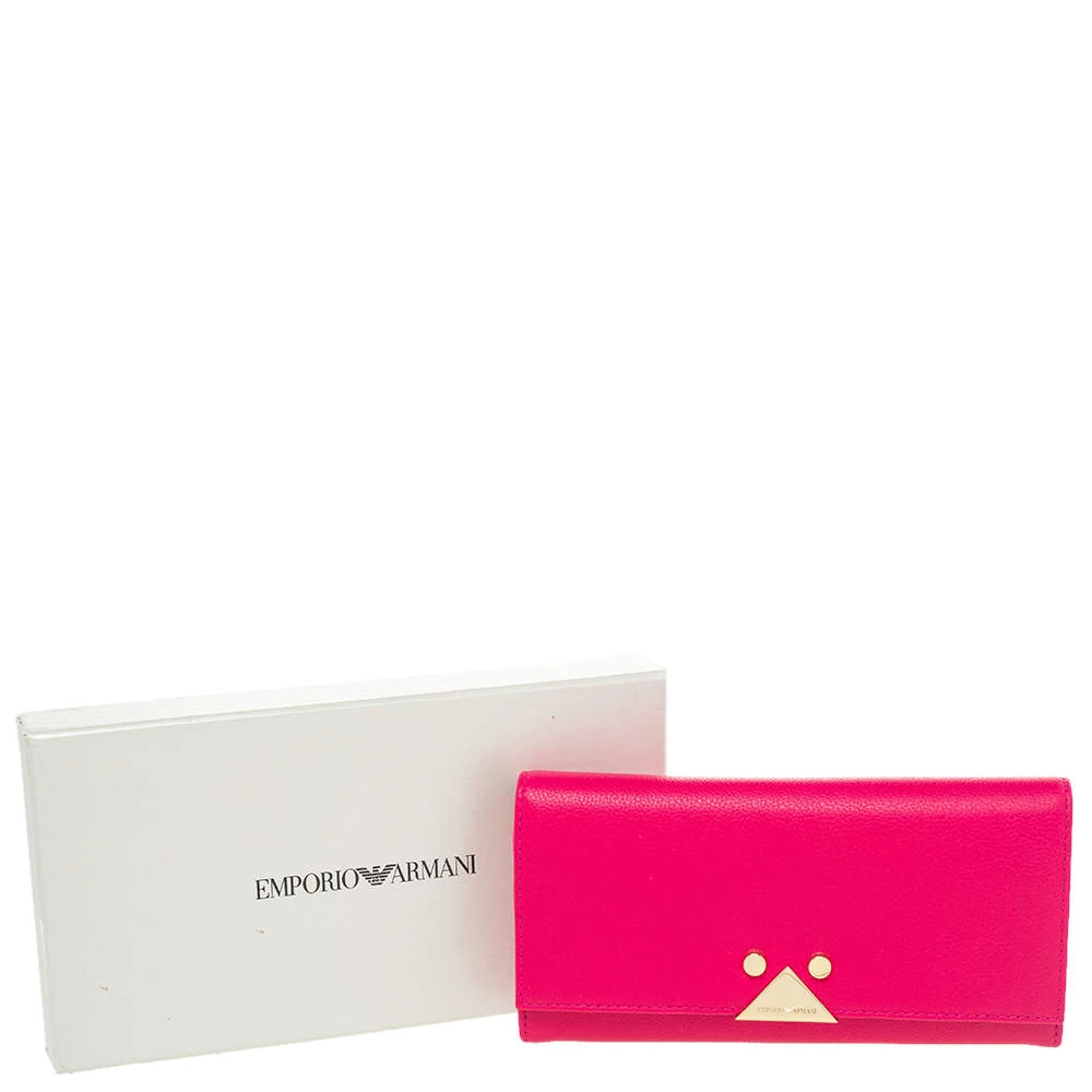 Emporio Armani Pink Leather Flap Continental Wallet For Women 8 Emporio Armani Pink Leather Flap Continental Wallet For Women - Image 6