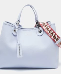 Emporio Armani Lavender Leather Medium MyEA Shopper Tote For Women