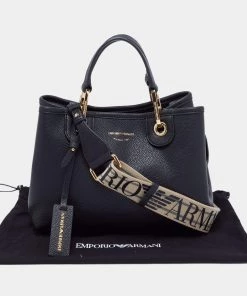 Emporio Armani Black Leather Small MyEA Shopper Tote For Women -Emporio Armani sale luxury women emporio armani new handbags p656069 002 scaled