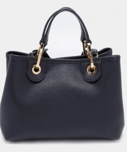 Emporio Armani Black Leather Small MyEA Shopper Tote For Women -Emporio Armani sale luxury women emporio armani new handbags p656069 004 scaled