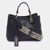 Emporio Armani Black Leather Small MyEA Shopper Tote For Women
