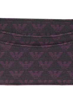Emporio Armani Purple Monogram Canvas Card Holder For Women