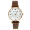 Emporio Armani Mother Of Pearl Rose Gold Plated Stainless Steel Leather AR9042L Women's Wristwatch 32 Mm For Women