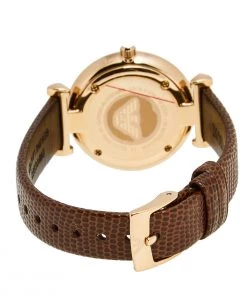 Emporio Armani Mother Of Pearl Rose Gold Plated Stainless Steel Leather AR9042L Women's Wristwatch 32 Mm For Women -Emporio Armani sale luxury women emporio armani new watches p601548 005