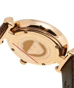 Emporio Armani Mother Of Pearl Rose Gold Plated Stainless Steel Leather AR9042L Women's Wristwatch 32 Mm For Women -Emporio Armani sale luxury women emporio armani new watches p601548 008