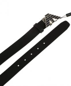 Emporio Armani Black Leather One Size Belt For Women -Emporio Armani sale luxury women emporio armani used accessories p11650 004