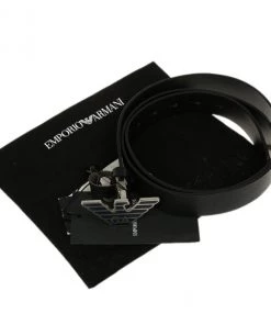 Emporio Armani Black Leather One Size Belt For Women -Emporio Armani sale luxury women emporio armani used accessories p11650 005