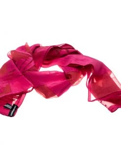 Emporio Armani Pink Logo Burnout Detail Scarf For Women