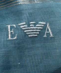 Emporio Armani Blue Silk And Wool Organza Lurex Striped Tassel Detail Scarf For Women -Emporio Armani sale luxury women emporio armani used accessories p197003 003