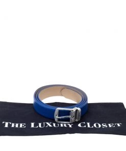 Emporio Armani Royal Blue Leather Buckle Belt For Women -Emporio Armani sale luxury women emporio armani used accessories p329812 004