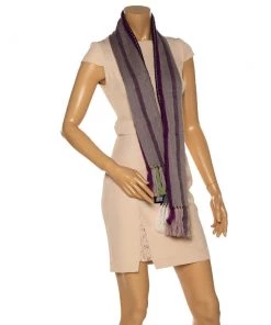 Emporio Armani Purple Wool Striped Stole For Women -Emporio Armani sale luxury women emporio armani used accessories p330839 001