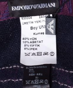 Emporio Armani Purple Wool Striped Stole For Women -Emporio Armani sale luxury women emporio armani used accessories p330839 002