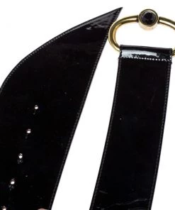 Emporio Armani Black Patent Leather Wide Belt 85CM For Women -Emporio Armani sale luxury women emporio armani used accessories p363873 002