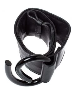 Emporio Armani Black Leather Waist Belt 75CM For Women -Emporio Armani sale luxury women emporio armani used accessories p363876 002