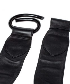 Emporio Armani Black Leather Waist Belt 75CM For Women -Emporio Armani sale luxury women emporio armani used accessories p363876 005